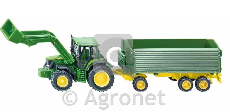 Traktor John Deere z nakladalcem in prikolico