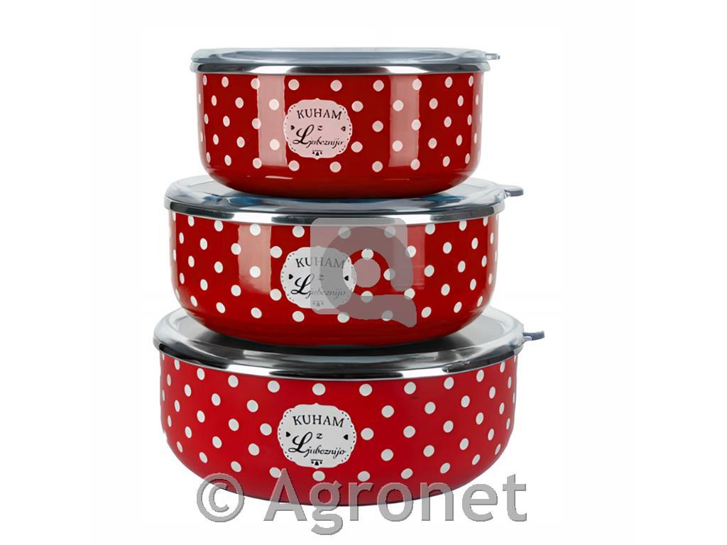 Set kozic s steklenim pokrovom, 3 kos