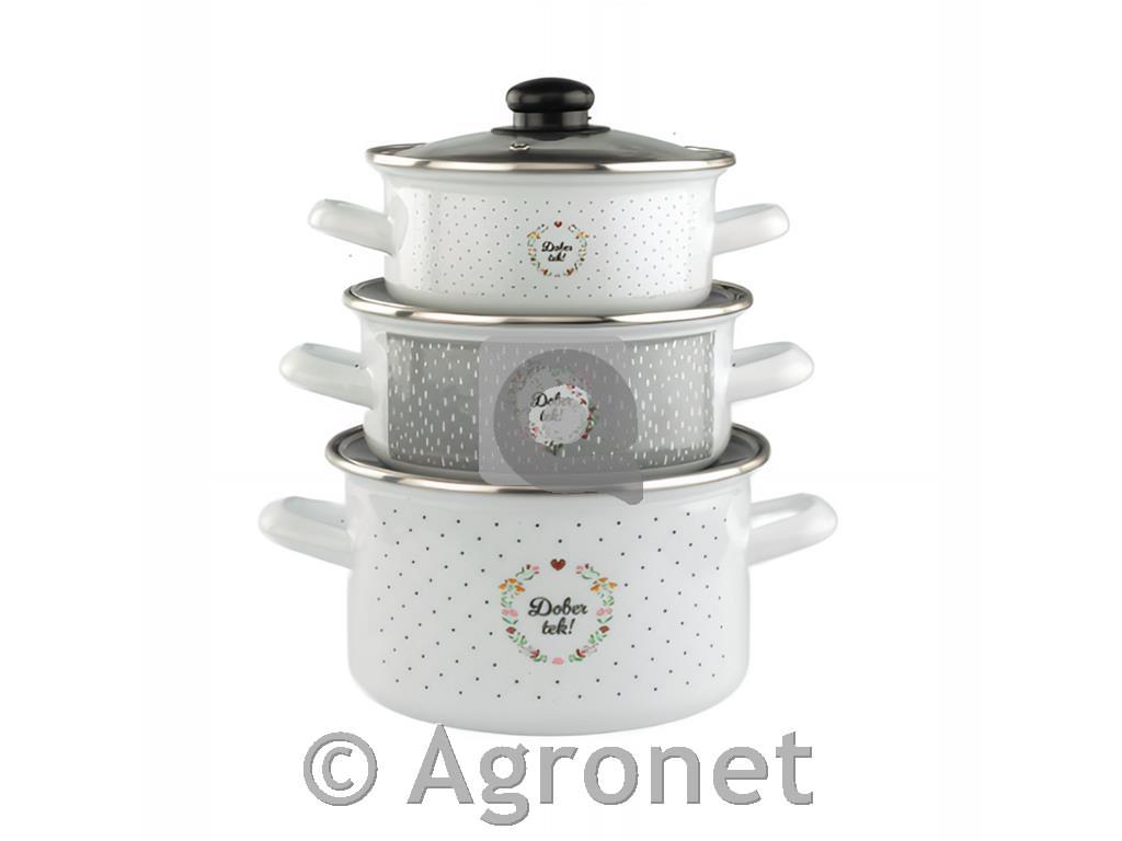 Set kozic s steklenim pokrovom, 3 kos