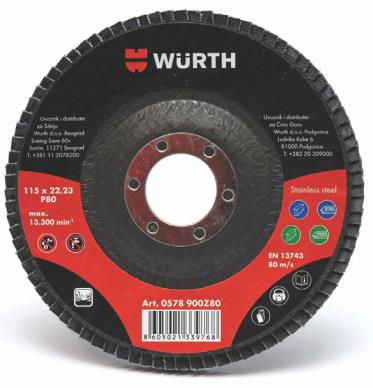 Plošča lamelna upognjena 125mm, G80, 84 LIST WURTH