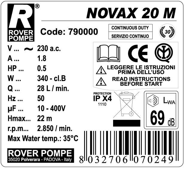Črpalka Rover NOVAX 20 M