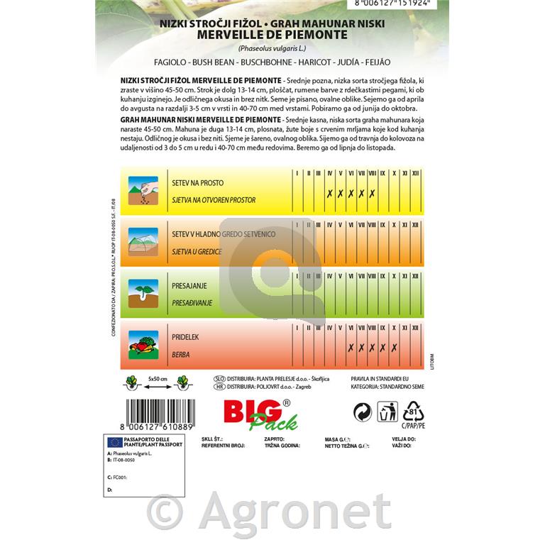 Fižol nizki stročji Merveille piemonte 60 g