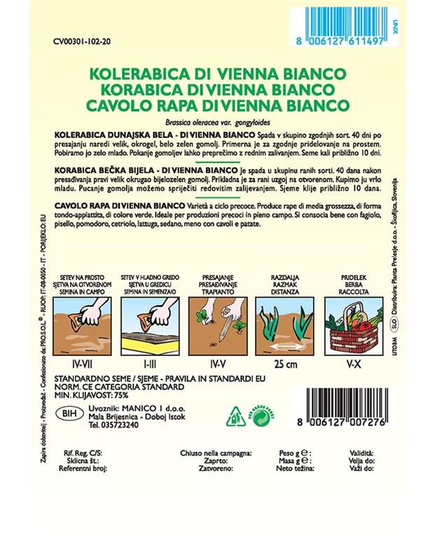 Kolerabica Dunajska bela, 3 g