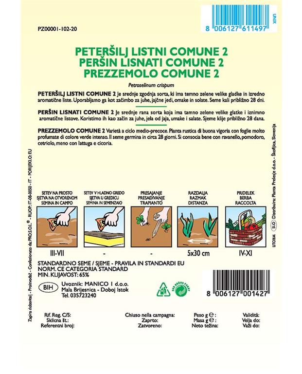 Peteršilj listni Comune 2, 7 g