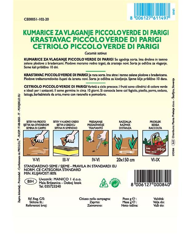 Kumarice za vlaganje Pariški Kornišon, 4 g