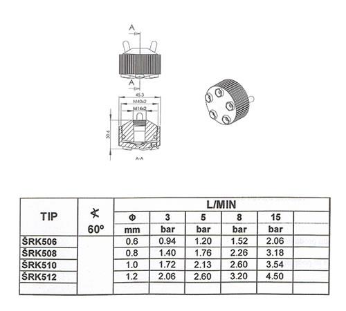 Petorna šoba 5/š keramična 0.8 mm