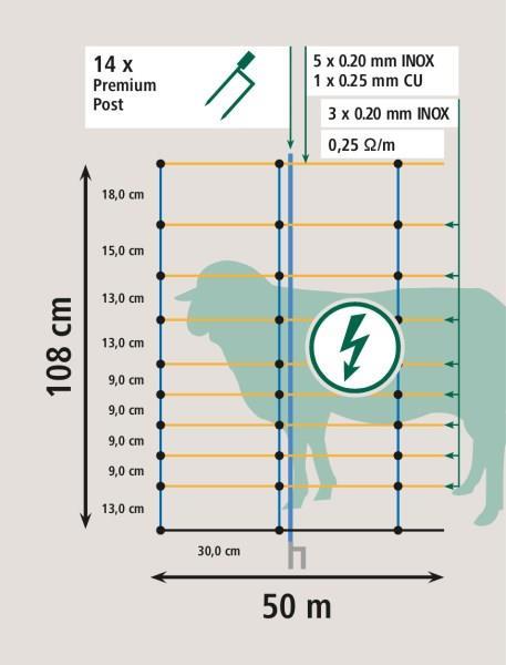 AKO TitanNet Premium (enojno konico) 108cm, 50m